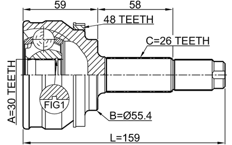 1510-004A48 - OUTER CV JOINT 30X55.4X26