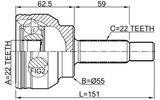 1510-006 - OUTER CV JOINT 22X55X22