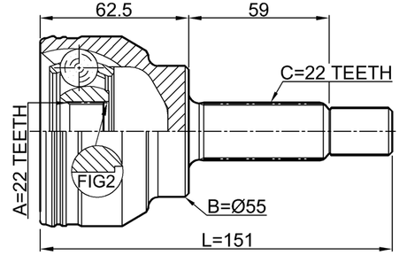1510-006 - OUTER CV JOINT 22X55X22