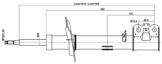 15110-002FL - SHOCK ABSORBER FRONT LEFT GAS.TWIN TUBE