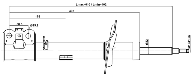 15110-002FR - SHOCK ABSORBER FRONT RIGHT GAS.TWIN TUBE