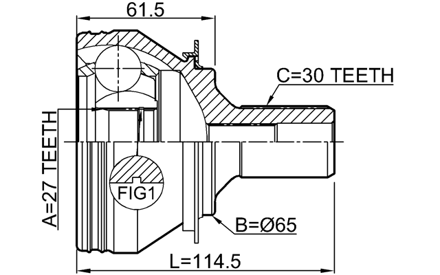 1610-156 - OUTER CV JOINT 27X65X30