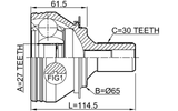 1610-156 - OUTER CV JOINT 27X65X30