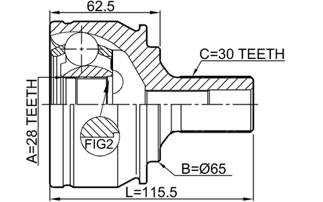 1610-156F - OUTER CV JOINT 28X65X30