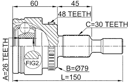 1610-163A48 - OUTER CV JOINT 26X79X30