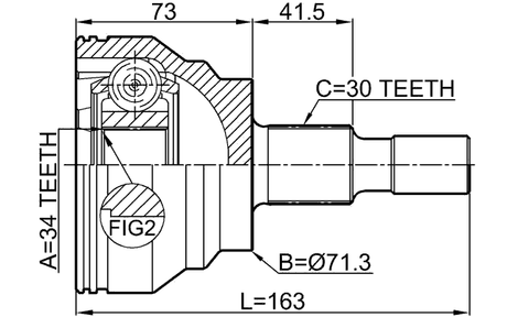 1610-164R - OUTER CV JOINT 34X71.3X30