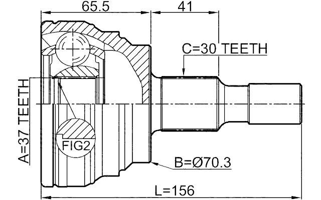 1610-164S - OUTER CV JOINT 37X70.3X30