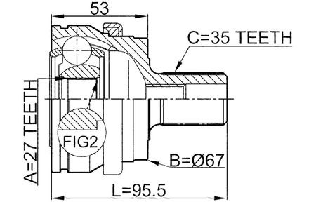 1610-203 - OUTER CV JOINT 27X67X35