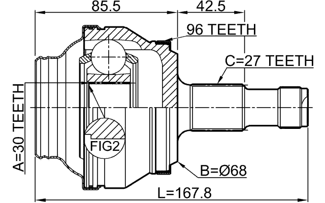 1610-204A96R - OUTER CV JOINT REAR 30X68X27