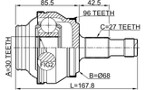 1610-204A96R - OUTER CV JOINT REAR 30X68X27