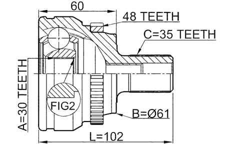 1610-210A48 - OUTER CV JOINT 30X61X35