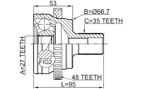 1610-220A48 - OUTER CV JOINT 27X67X35