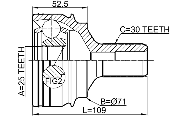 1610-221 - OUTER CV JOINT 25X69X30