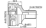 1610-221 - OUTER CV JOINT 25X69X30