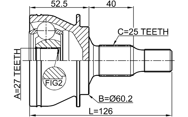 1610-245 - OUTER CV JOINT 27X60.2X25
