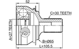 1610-246 - OUTER CV JOINT 27X65X30