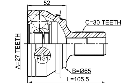 1610-246 - OUTER CV JOINT 27X65X30