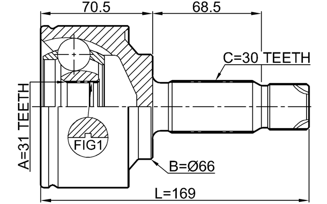 1610-447 - OUTER CV JOINT 31X66X30