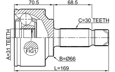 1610-447 - OUTER CV JOINT 31X66X30