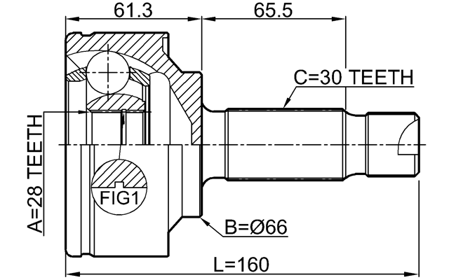 1610-639 - OUTER CV JOINT 28X66X30