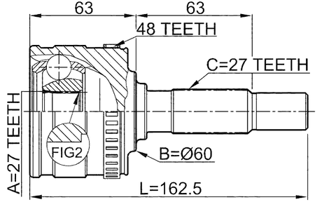 1610-801A48 - OUTER CV JOINT 27X60X27