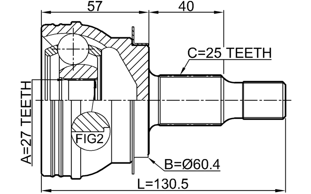1610-W245 - OUTER CV JOINT 27X60.4X25