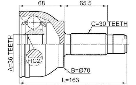 1610-W639R - OUTER CV JOINT REAR 36X70X30