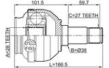1611-156FLH - INNER CV JOINT LEFT 28X38X27