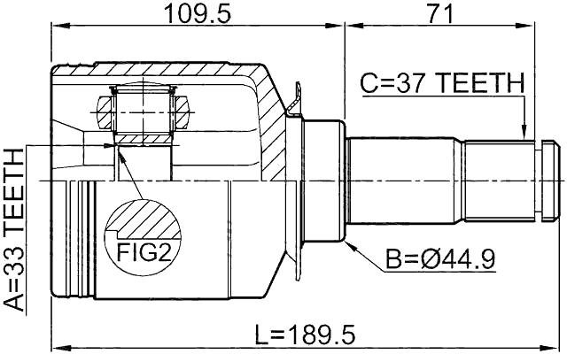 1611-164LH - INNER CV JOINT 33X44.9X37