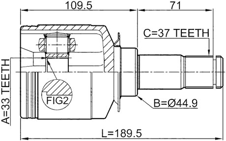 1611-164LH - INNER CV JOINT 33X44.9X37