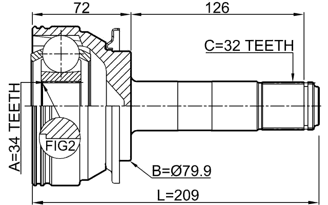 1611-164R - REAR INNER CV JOINT 34X79.9X32