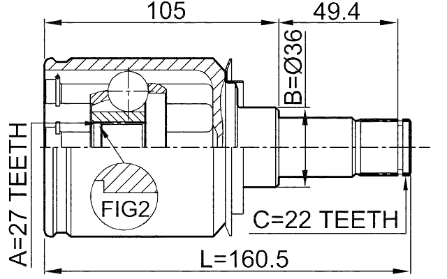 1611-169 - INNER CV JOINT 27X36X22