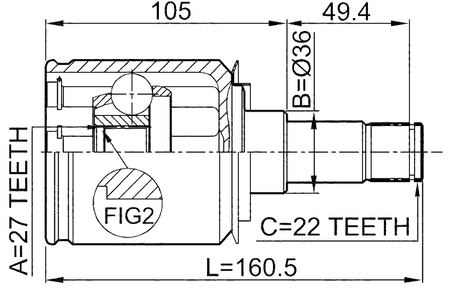 1611-169 - INNER CV JOINT 27X36X22
