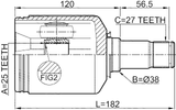 1611-169CVTLH - INNER CV JOINT LEFT 25X37.9X27