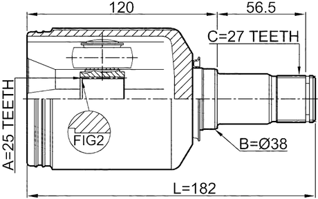 1611-169CVTLH - INNER CV JOINT LEFT 25X37.9X27