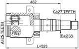 1611-169CVTRH - INNER CV JOINT RIGHT 25X37.9X27
