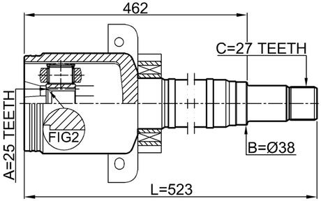 1611-169CVTRH - INNER CV JOINT RIGHT 25X37.9X27