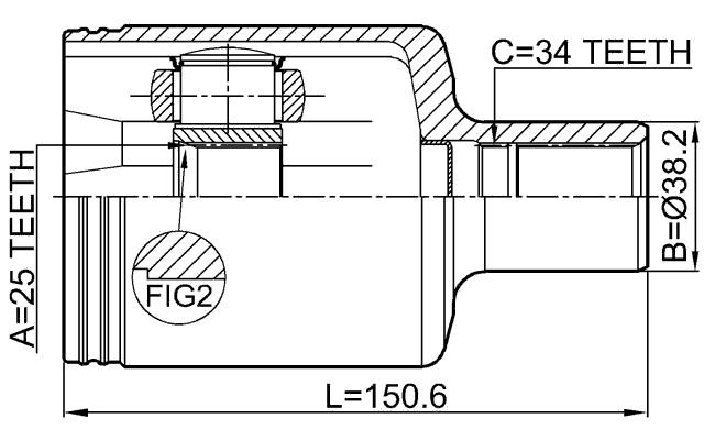 1611-204LH - INNER CV JOINT LEFT 25X38.2X34