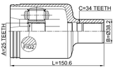 1611-204LH - INNER CV JOINT LEFT 25X38.2X34