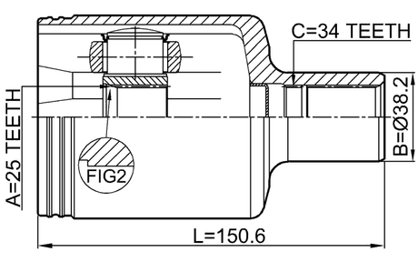 1611-204LH - INNER CV JOINT LEFT 25X38.2X34