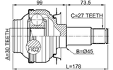 1611-204R - REAR INNER CV JOINT 30X45X27