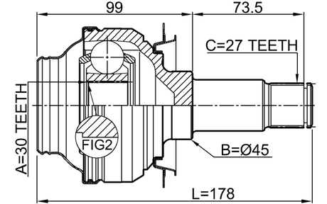 1611-204R - REAR INNER CV JOINT 30X45X27