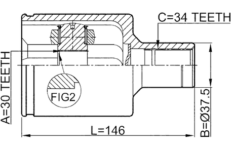 1611-210LH - INNER CV JOINT LEFT 30X37.5X34