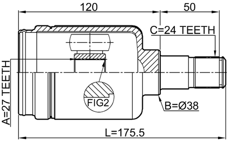 1611-211RH - INNER CV JOINT RIGHT 27X0X24