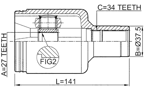 1611-220LH - INNER CV JOINT LEFT 27X37.5X34