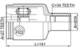 1611-221FLH - INNER CV JOINT LEFT 27X34