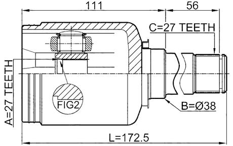 1611-221FRH - INNER CV JOINT RIGHT 27X38X27
