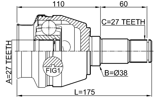 1611-246LH - INNER CV JOINT LEFT 27X38X27