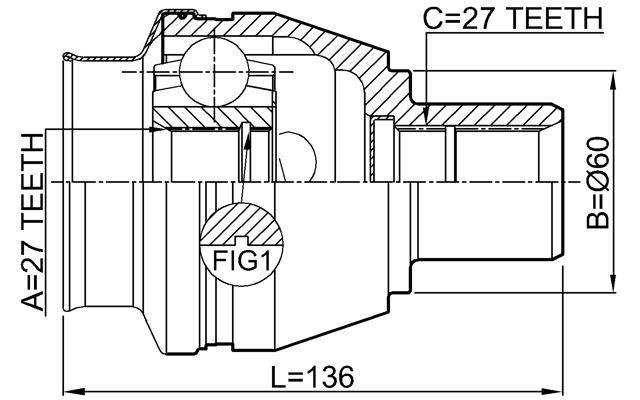 1611-246RH - INNER CV JOINT RIGHT 27X60X27