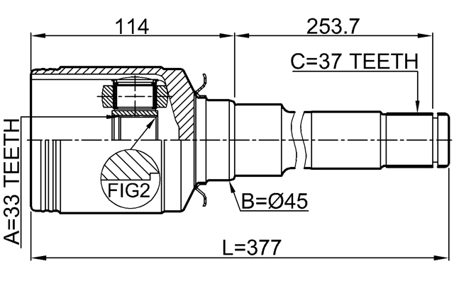 1611-251RH - INNER CV JOINT RIGHT 33X45X37